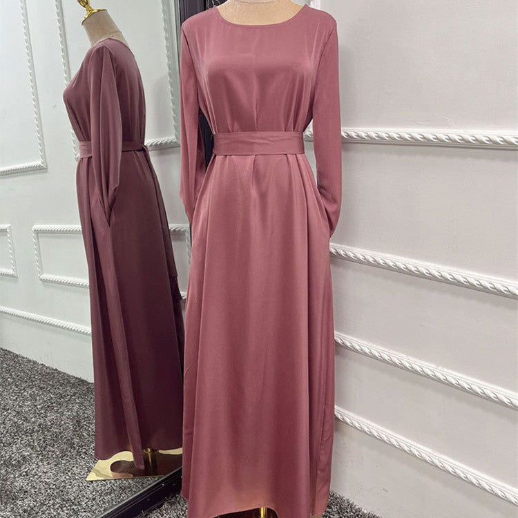 Women's Soft Satin Scarf Gown Dress
