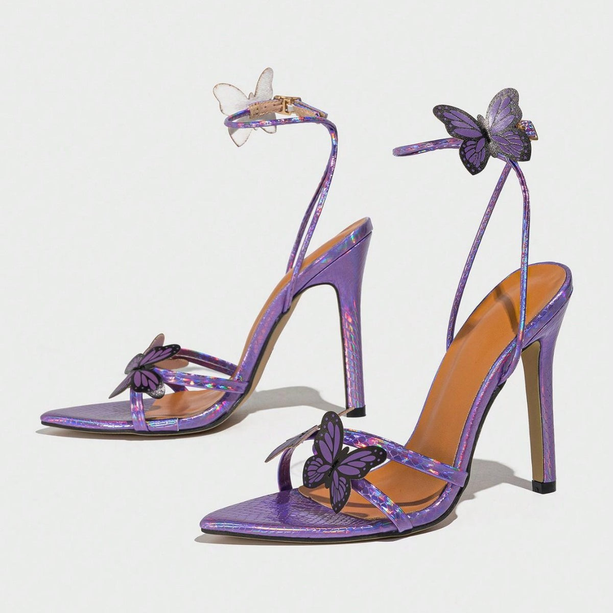 Women's Pointed-toe Three-dimensional Butterfly Heel Sandals