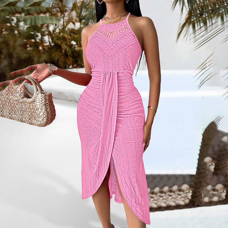 Women's Sexy Halter Neck Ruched Bodycon