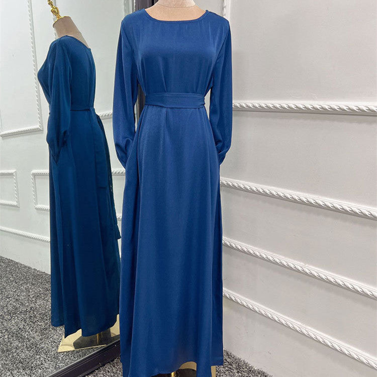 Women's Soft Satin Scarf Gown Dress