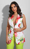 Fashion Floral Print Sleeveless Blazer