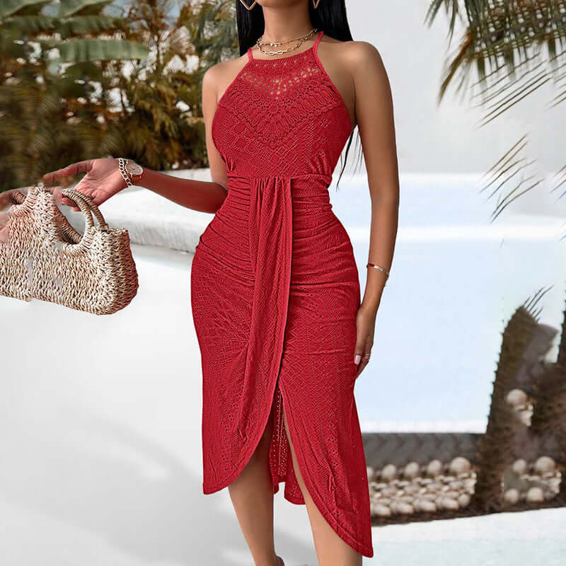 Women's Sexy Halter Neck Ruched Bodycon