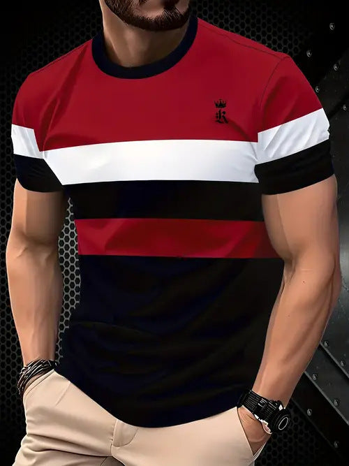 High Quality Contrast Color Men's Short Sleeve T-shirt