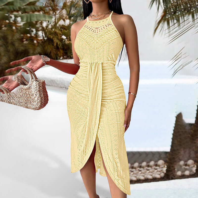 Women's Sexy Halter Neck Ruched Bodycon