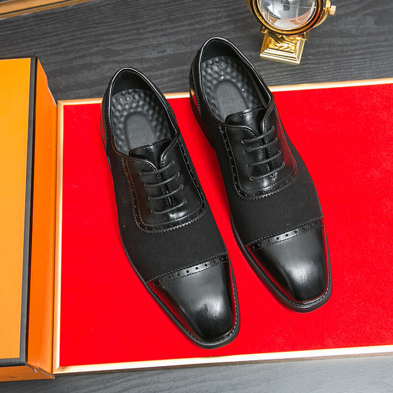 Men's Thick-soled Raised Round Toe Lace-up
