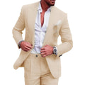 Men's Large Single Row One Button Solid Color Suit Two-piece