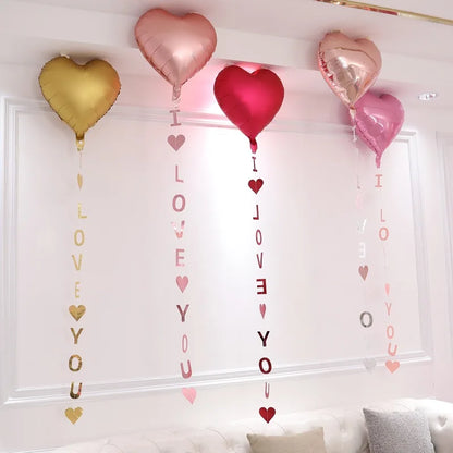 1.1m Red Heart I Love You Letter Sequined
