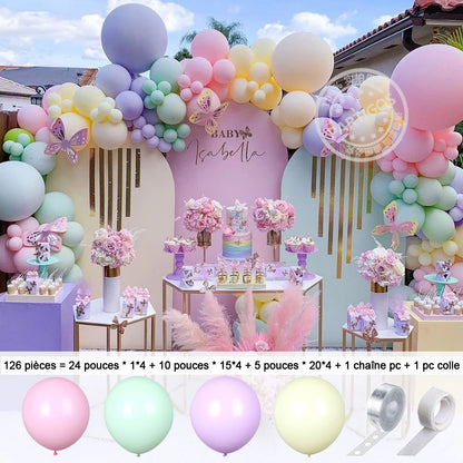 126/182pcs Multicolor Macaron Pastel Balloon