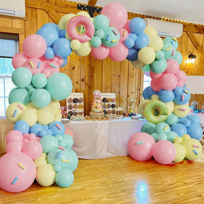123pcs MutilColor Balloon Garland Doughnut Candy Foil