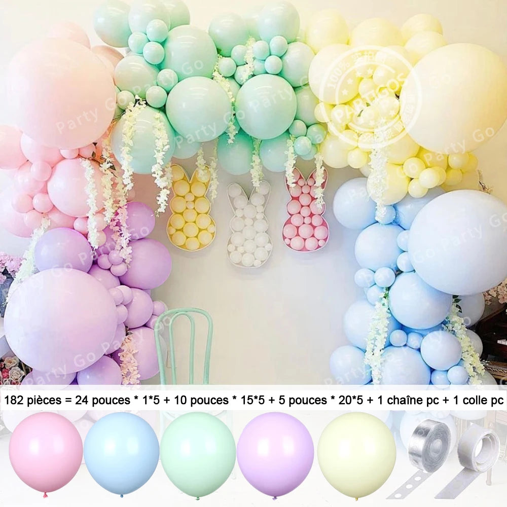 126/182pcs Multicolor Macaron Pastel Balloon