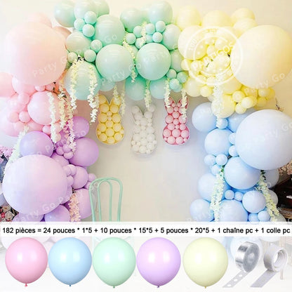 126/182pcs Multicolor Macaron Pastel Balloon