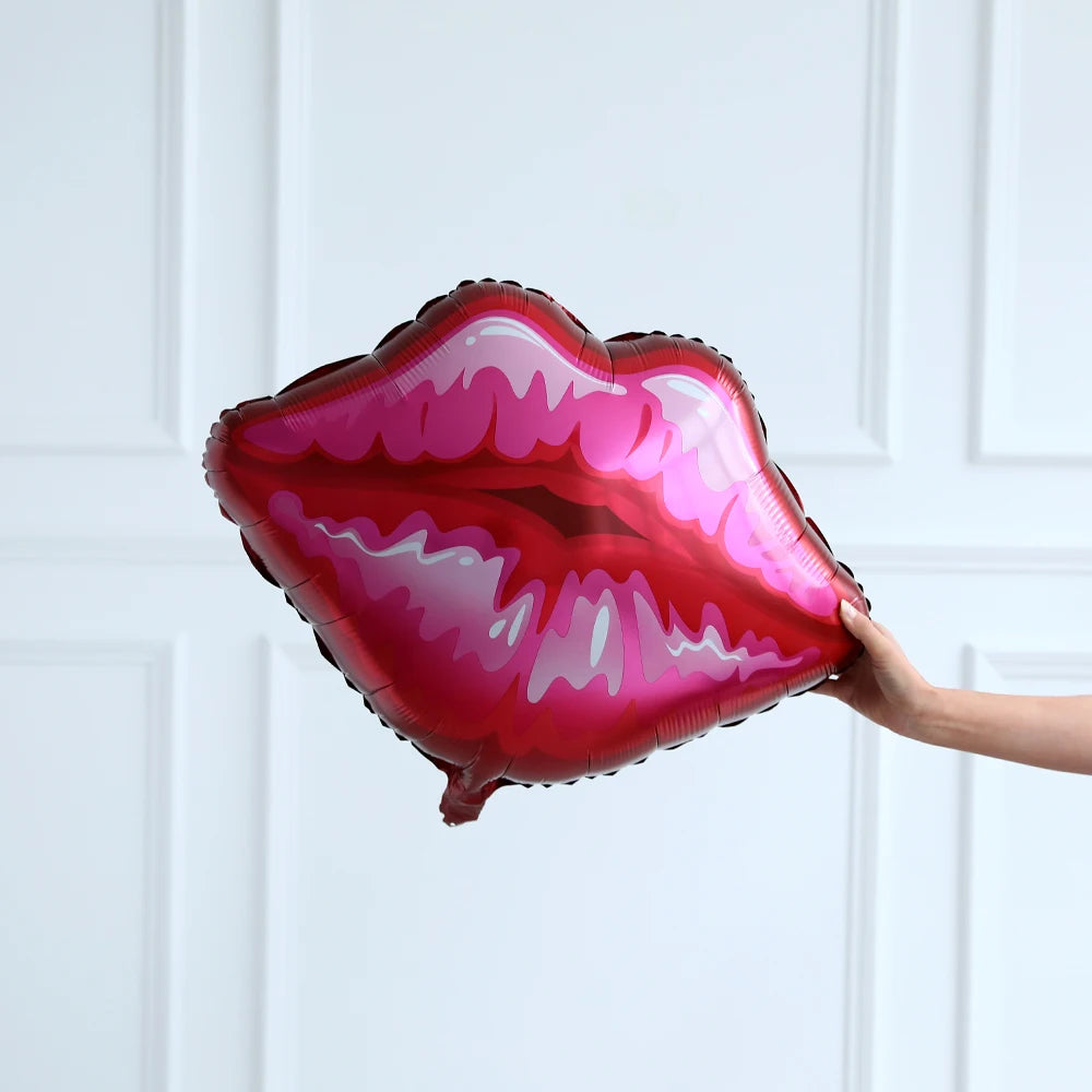 123pcs Hot Pink Balloons Garland Big Lips Foil Balloon Explosion