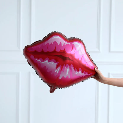 123pcs Hot Pink Balloons Garland Big Lips Foil Balloon Explosion