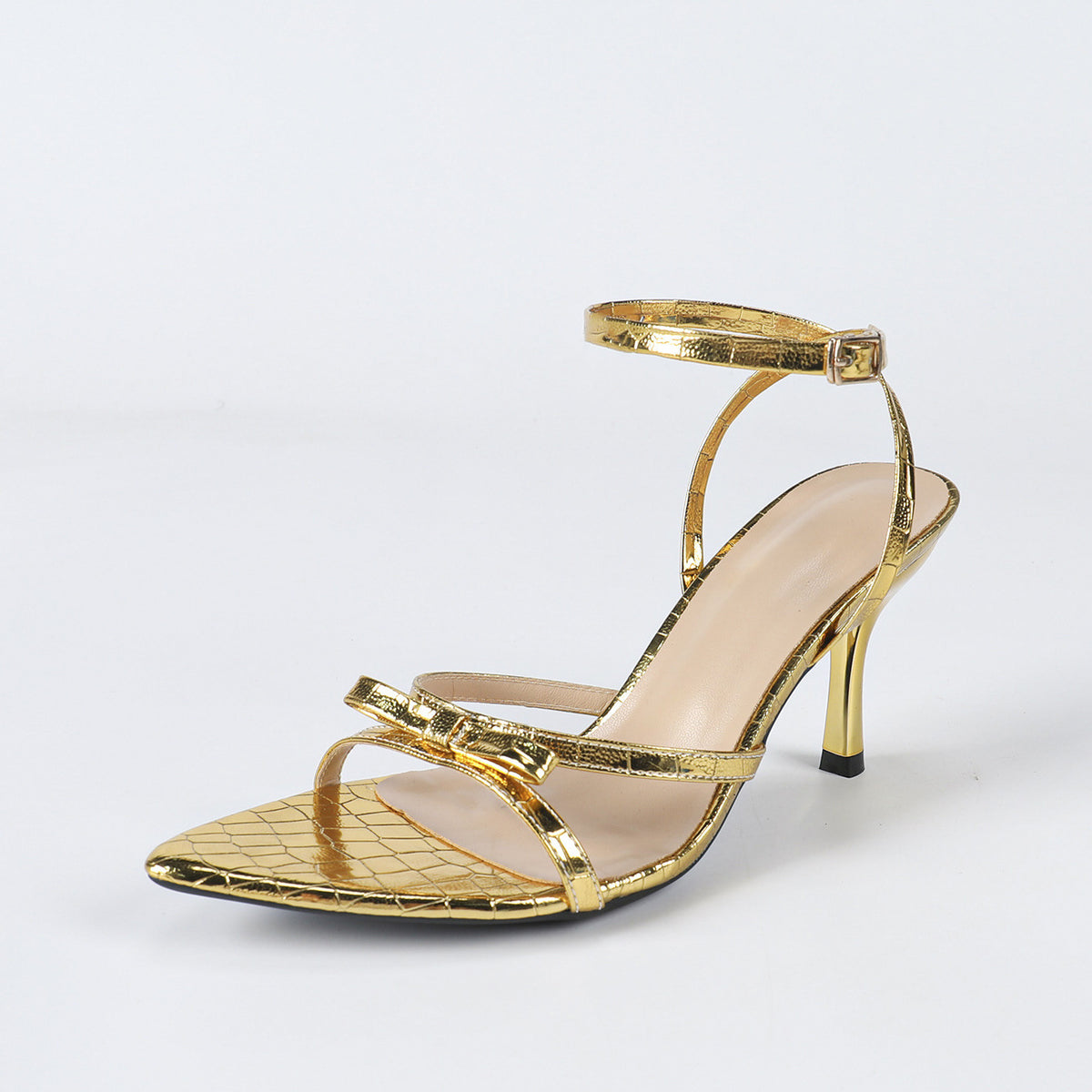 Women's Pointed Stone Pattern Heel Sandals
