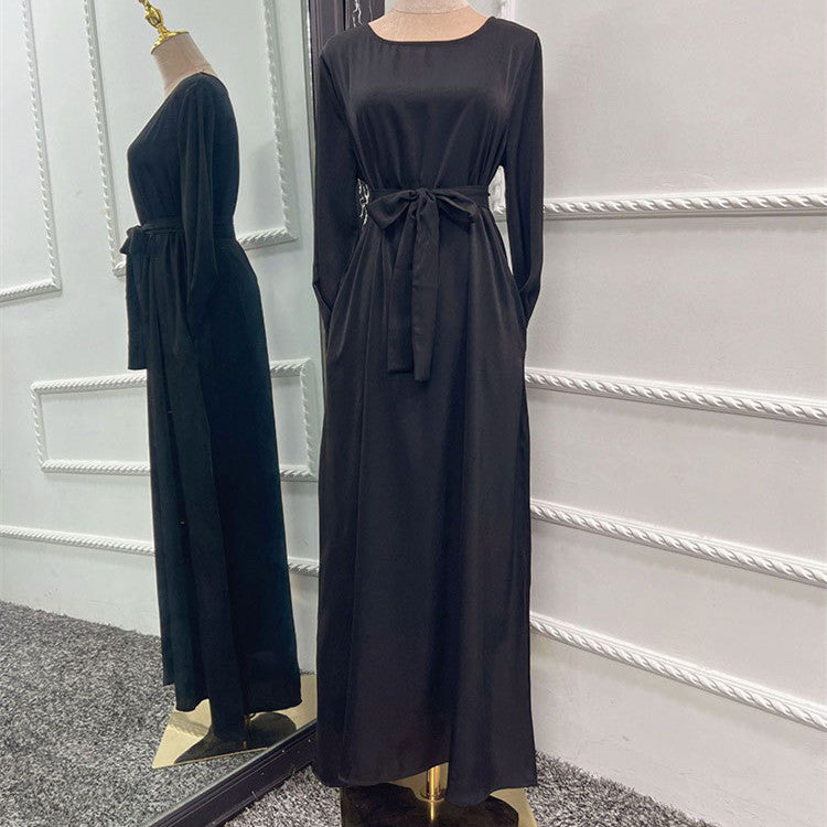 Women's Soft Satin Scarf Gown Dress