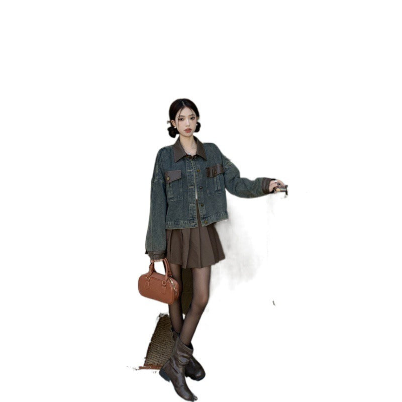 American Stitching Denim Women's Retro Loose Short Jacket