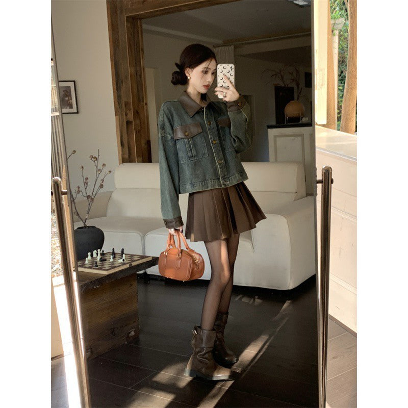 American Stitching Denim Women's Retro Loose Short Jacket